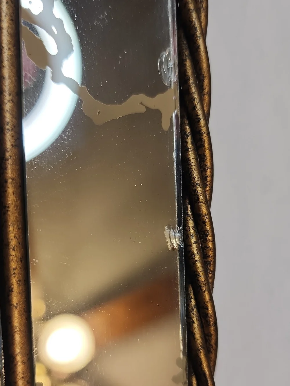 HOMECO MCM Vintage Mirror Twist Gold Trim & Hearts Wall Decor Elegant Accent